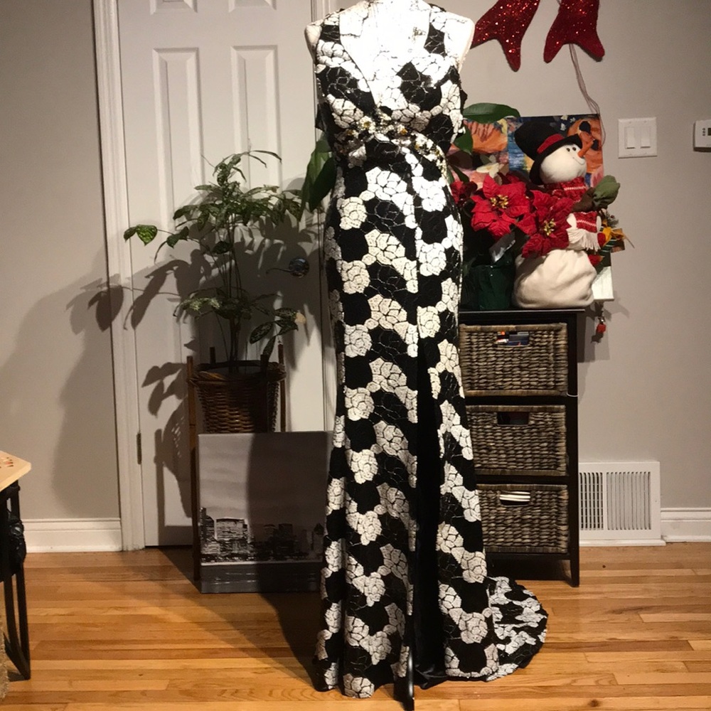 👹Alyce Designs Embellish Bead Sequin Mermaid Formal Evening Vintage wedding 8